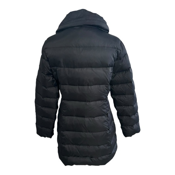 COP. COPINE Long Black Coat Asymmetrical Zipper Sz 40‎ M L Turbo Doudoune Down - Picture 2 of 11